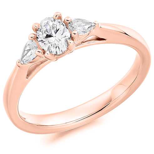 Oval Trilogy Ring With Pear Cut Sides