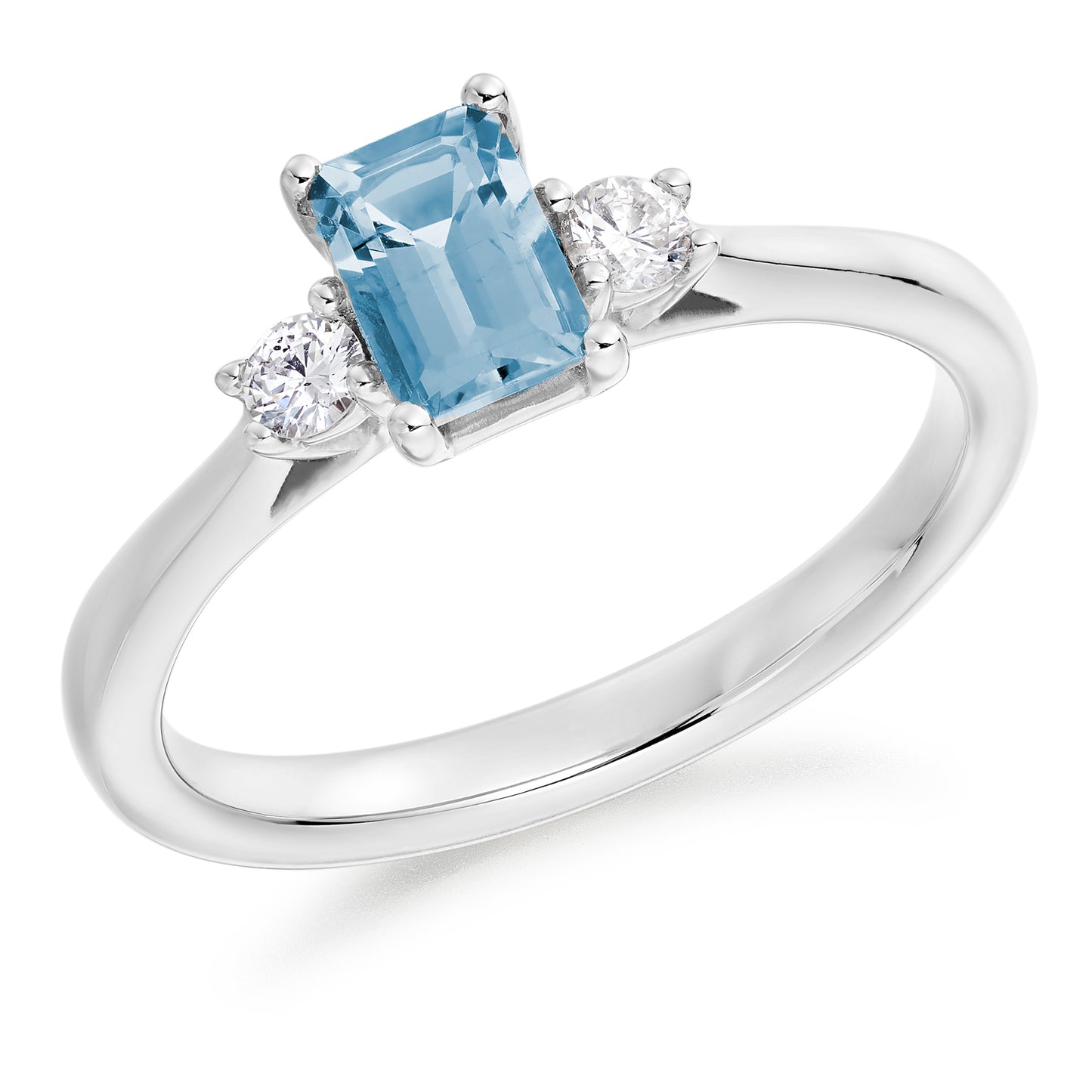 Emerald Cut Aquamarine Trilogy Ring