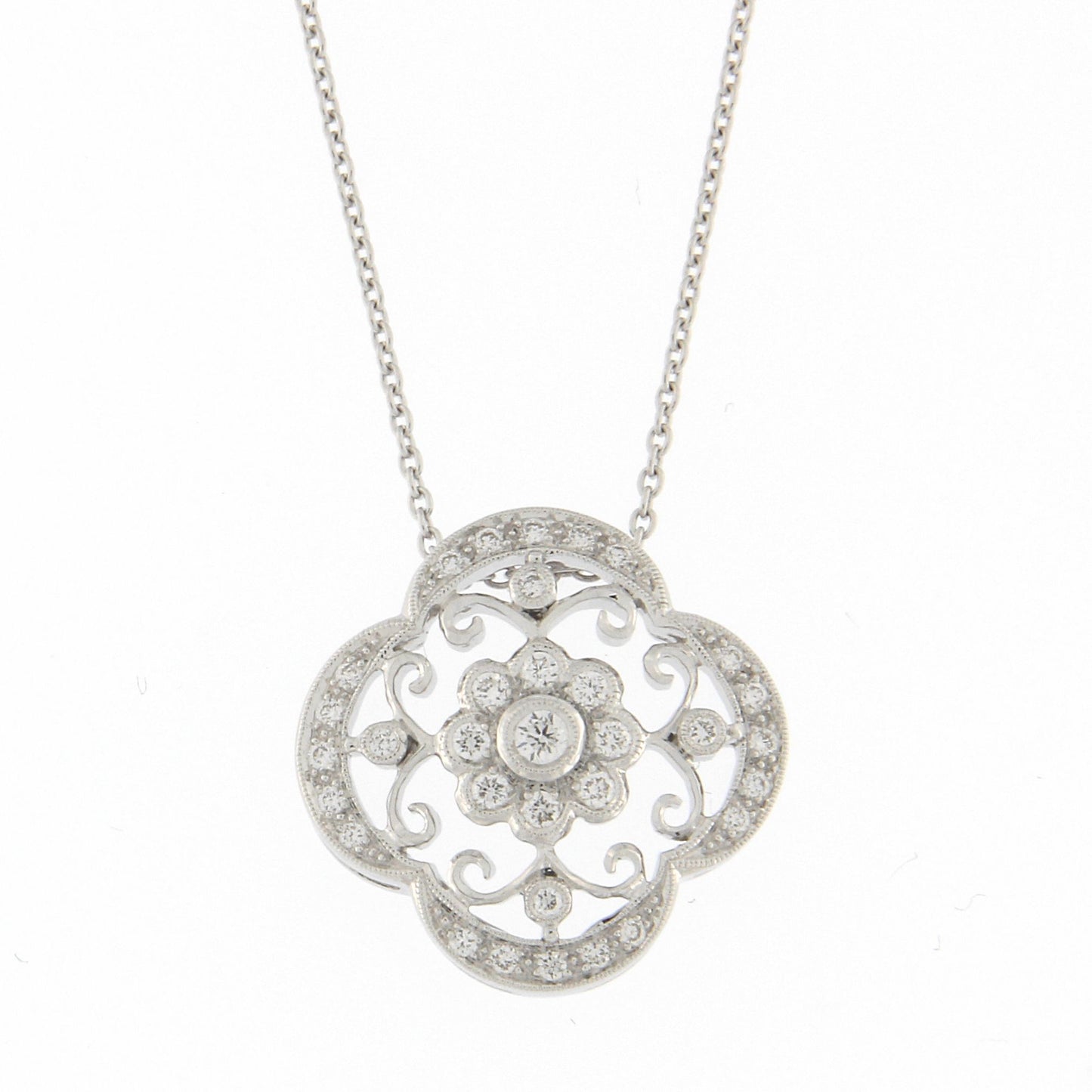 Ungar & Ungar Round Brilliant Cut Diamond Decorative Pendant & Chain