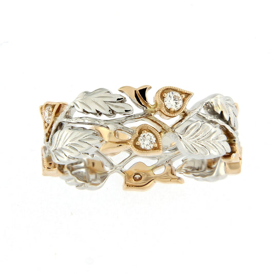Ungar & Ungar Round Brilliant Cut Diamond Leaf Design Ring