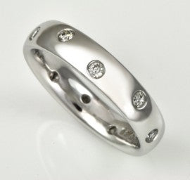 Round Brilliant Cut Diamond Rubover Set Full Eternity Ring