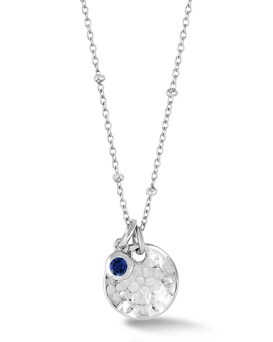 Dower & Hall Hammered Disc & Blue Sapphire Array Necklace