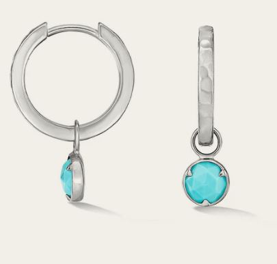 Dower & Hall Hammered Turquoise Azure Hoops