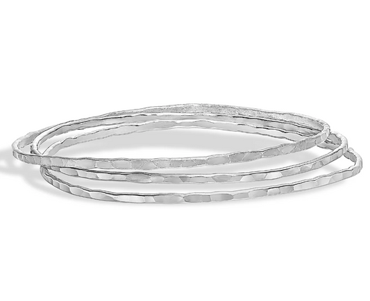 Dower & Hall 2mm Hammered Nomad Bangle Set