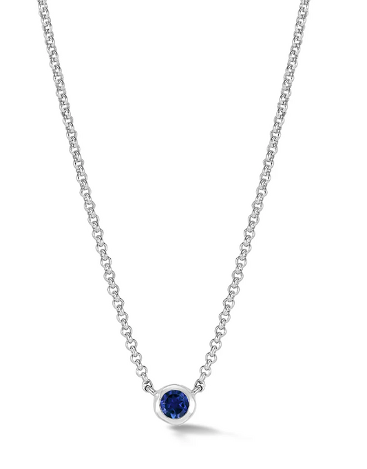 Dower & Hall Blue Sapphire Round Dewdrop Pendant