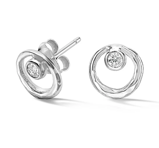 Dower & Hall White Sapphire Circle Dewdrop Studs