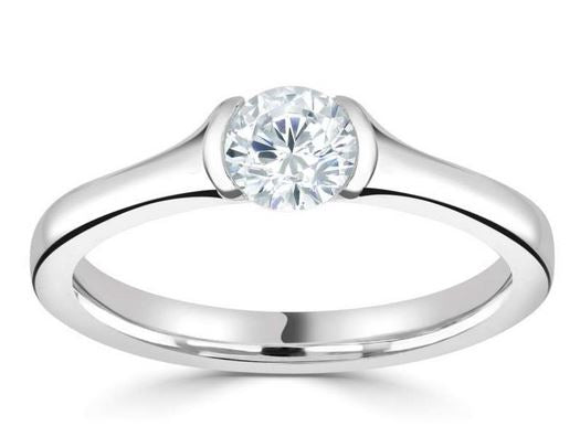 Demi Flush Round Brilliant Cut Solitaire Ring