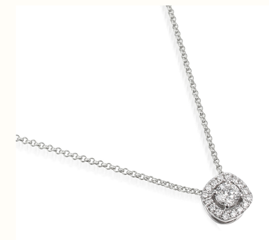 Claw Set Halo Diamond Pendant & Chain