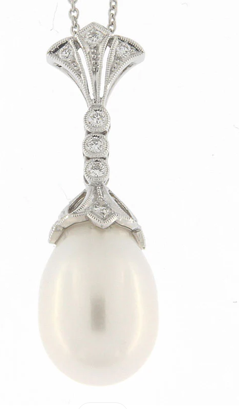 Ungar & Ungar Lady Sybil Pearl & Diamond Drop Necklace