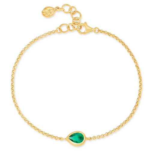 Dower & Hall Green Garnet Pear Chain Bracelet