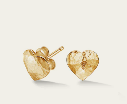 Dower & Hall Hammered Flat Heart Nomad Studs