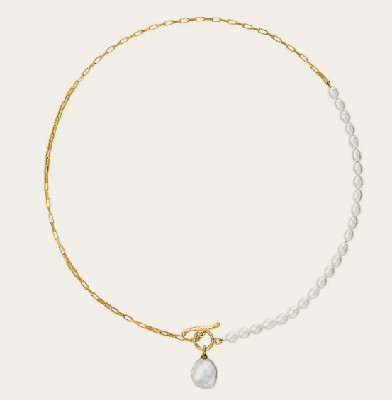 Dower & Hall Luna Medium Freshwater Pearl Chain ad Keshia Drop Necklace