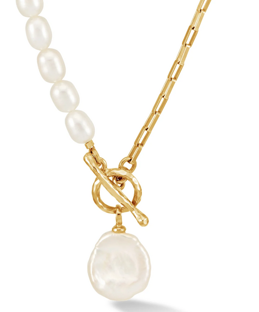 Dower & Hall Luna Medium Freshwater Pearl Chain ad Keshia Drop Necklace
