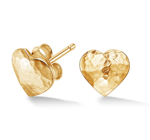 Dower & Hall Hammered Flat Heart Nomad Studs