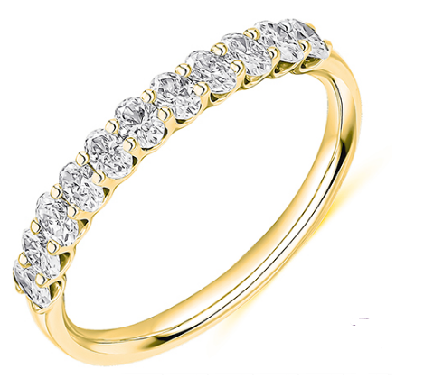Claw Set Oval Cut Lab Grown Diamond Half Eternity Ring