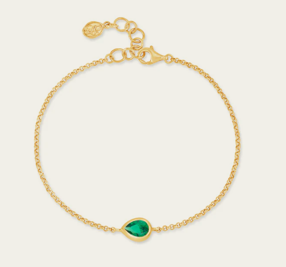 Dower & Hall Green Garnet Pear Chain Bracelet
