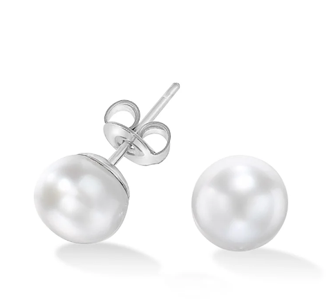 Dower & Hall White Timeless Freshwater Pearl Studs