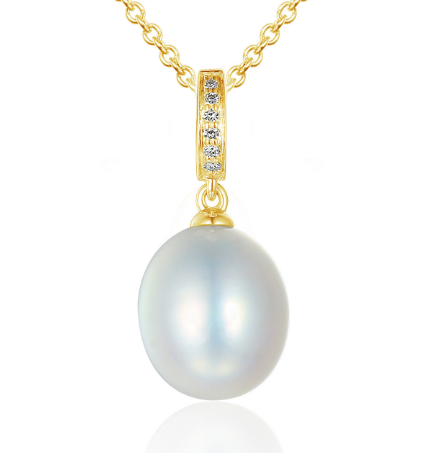 Micro Set Round Brilliant Cut Diamond And Pearl Drop Pendant And Chain