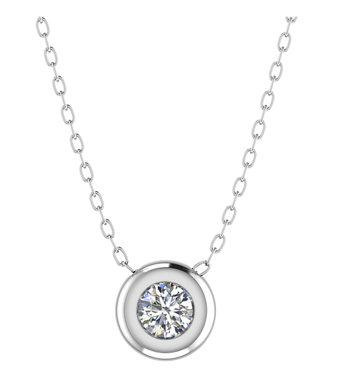 Rubover Set Round Brilliant Cut Diamond Necklace