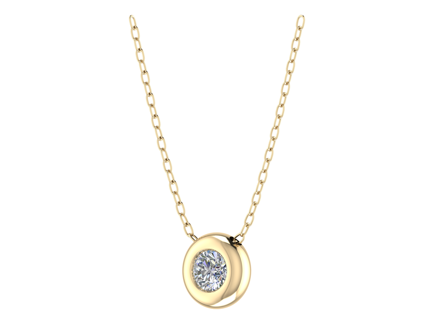 Rubover Set Round Brilliant Cut Diamond Necklace