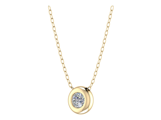 Rubover Set Round Brilliant Cut Diamond Necklace