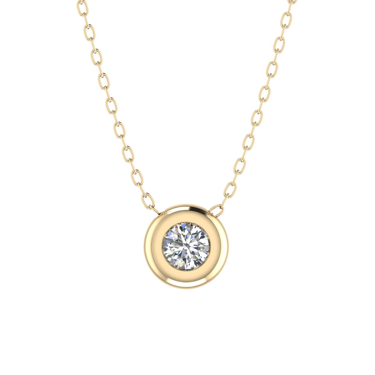 Rubover Set Round Brilliant Cut Diamond Necklace