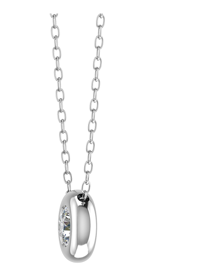 Rubover Set Round Brilliant Cut Diamond Necklace