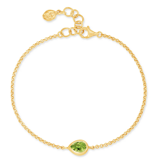 Dower & Hall Peridot Pear Chain Bracelet