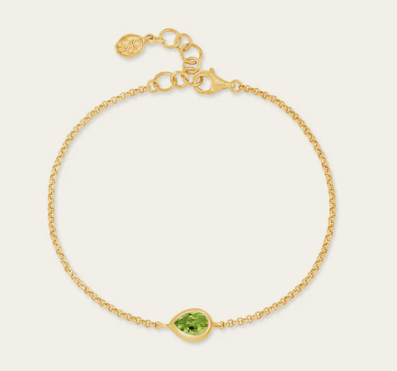 Dower & Hall Peridot Pear Chain Bracelet