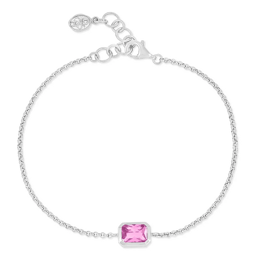 Dower & Hall Pink Quartz Octagon Chain Bracelet
