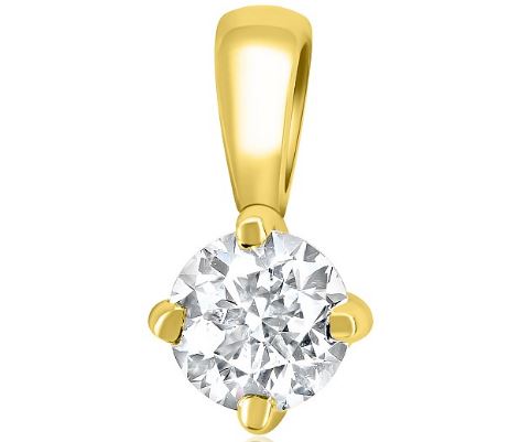 Claw Set Lab Grown Round Brilliant Cut Diamond Pendant & Chain