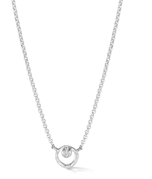 Dower & Hall White Sapphire Circle Dewdrop Pendant