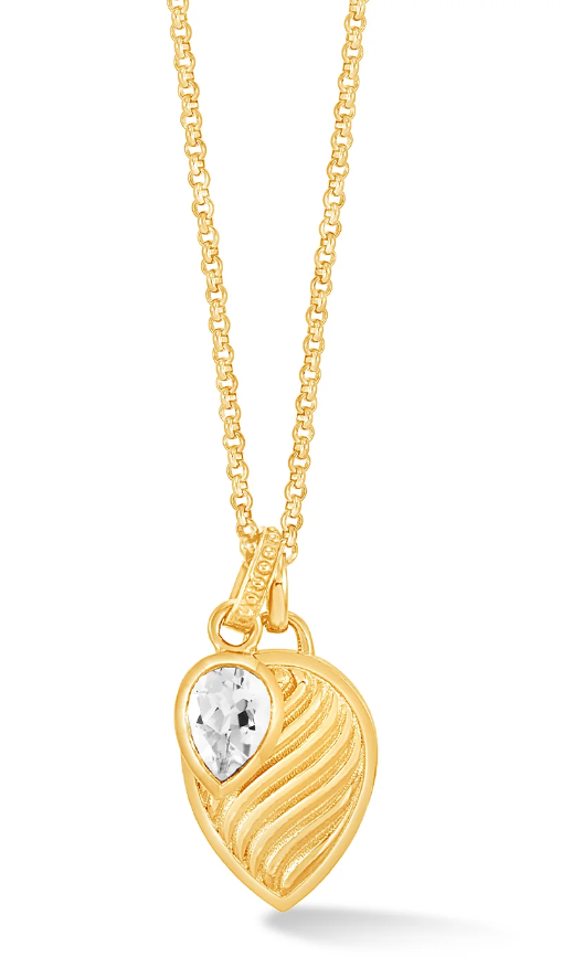 Dower & Hall White Topaz Twist Peardrop Necklace