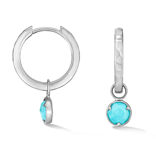 Dower & Hall Hammered Turquoise Azure Hoops