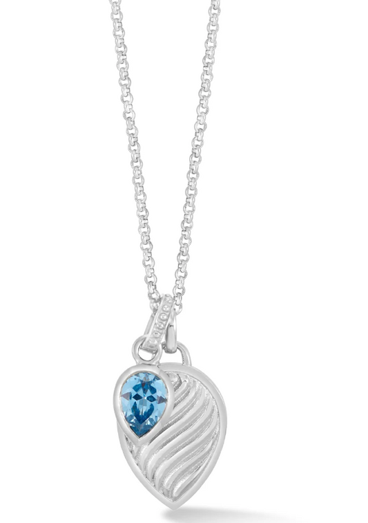 Dower & Hall Blue Topaz Twist Peardrop Necklace