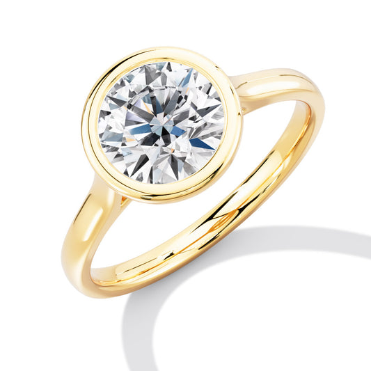 Rubover Set Round Brilliant Cut Lab Grown Diamond Solitaire Ring