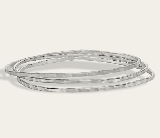 Dower & Hall 2mm Hammered Nomad Bangle Set