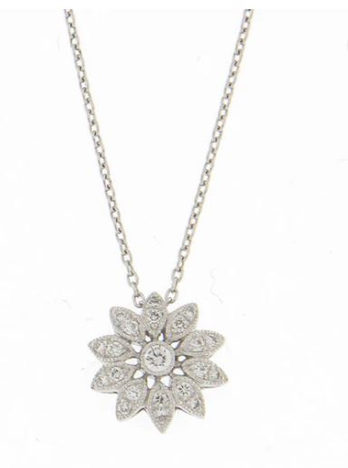 Ungar & Ungar Round Brilliant Diamond Cut Floral Pendant