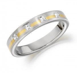 Rubover Princess Cut Two Tone Flat Deep Rectangular Ring