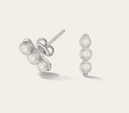 Dower & Hall Timeless Triple Pearl Bar Studs