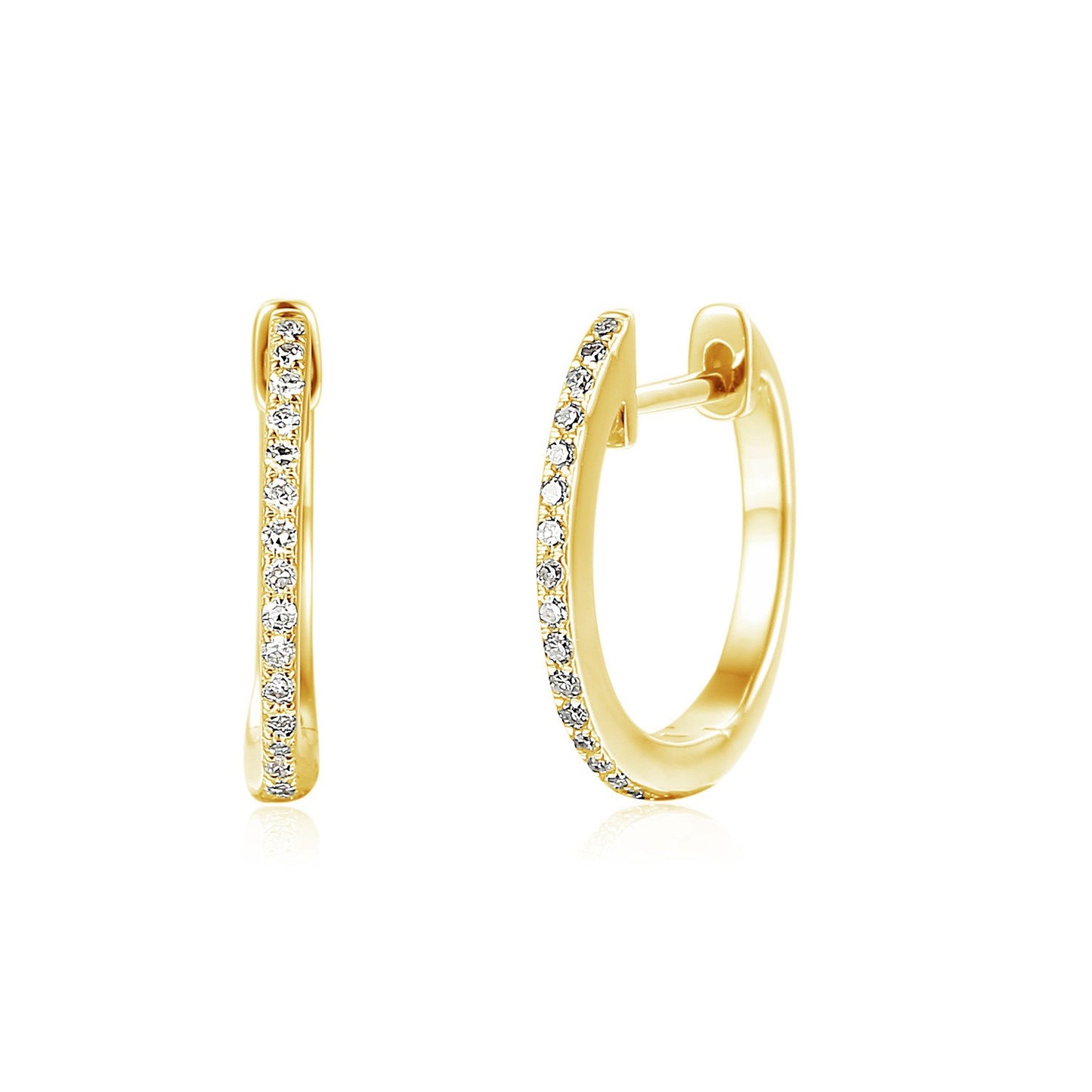 Micro Set Round Brilliant Cut Diamond Hoop Earrings