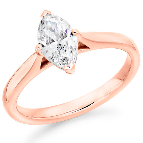 Four Claw Set Marquise Cut Lab Grown Diamond Solitaire Ring