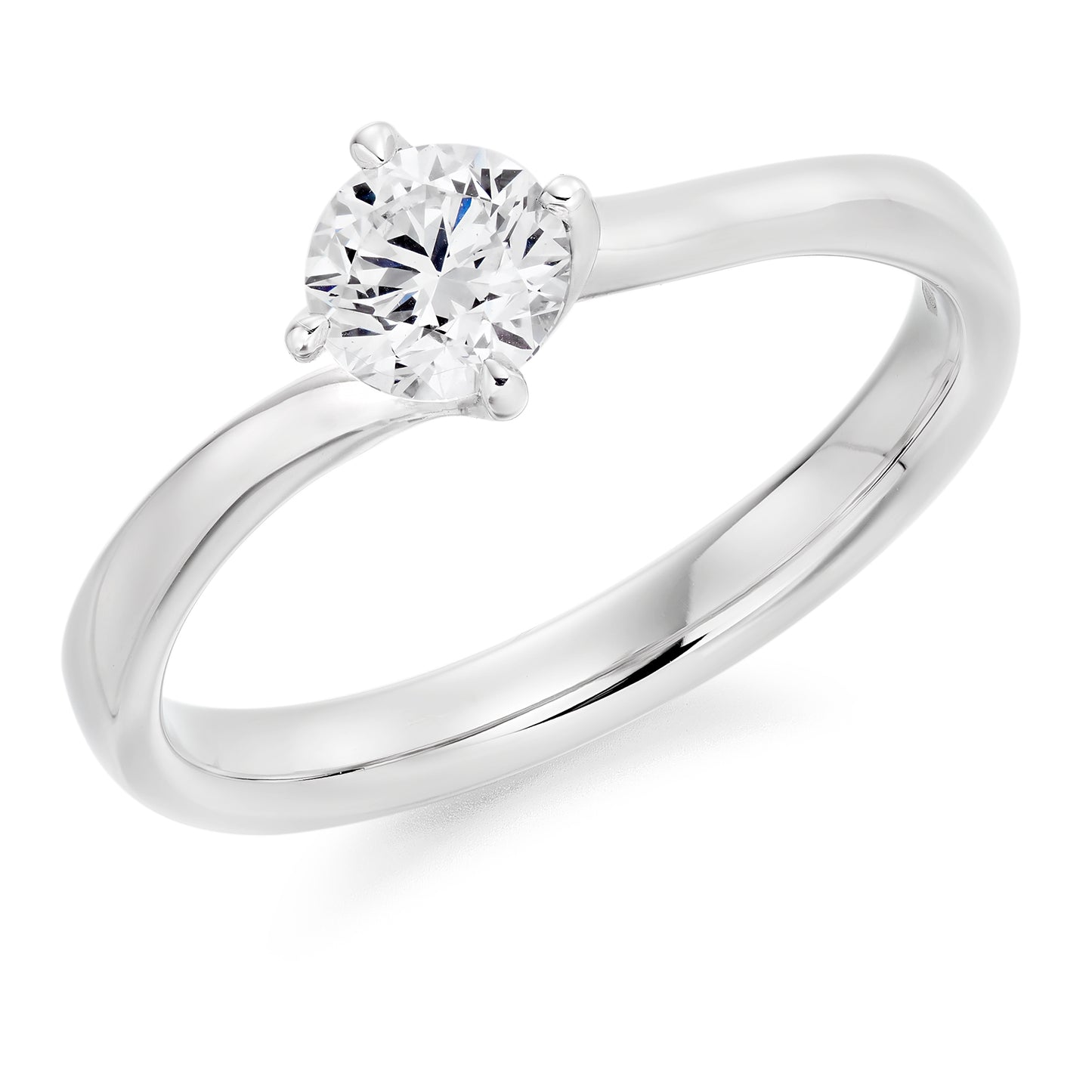 Claw Set Round Brilliant Cut Twist Solitaire Ring