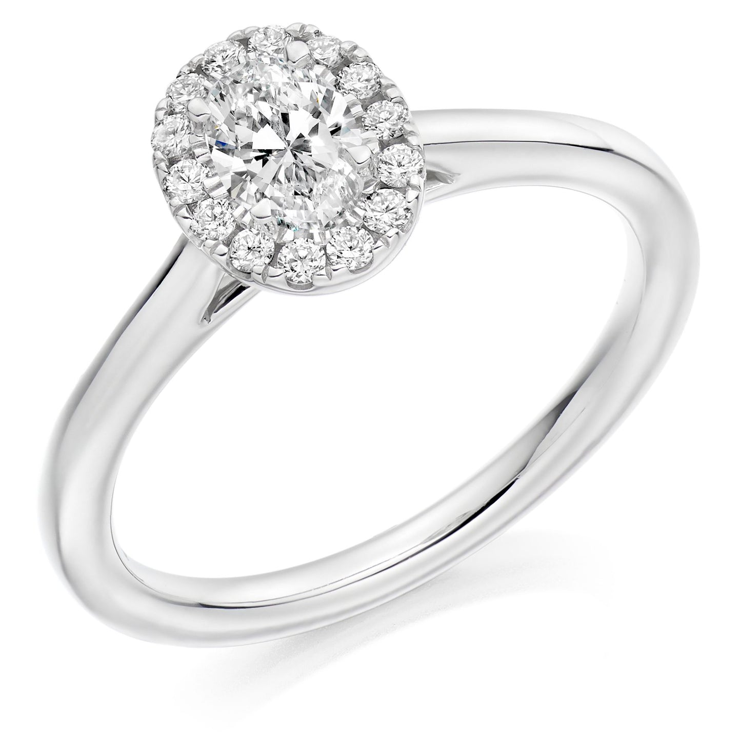 Oval Cut Halo Solitaire Ring