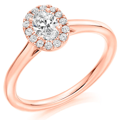 Oval Cut Halo Solitaire Ring