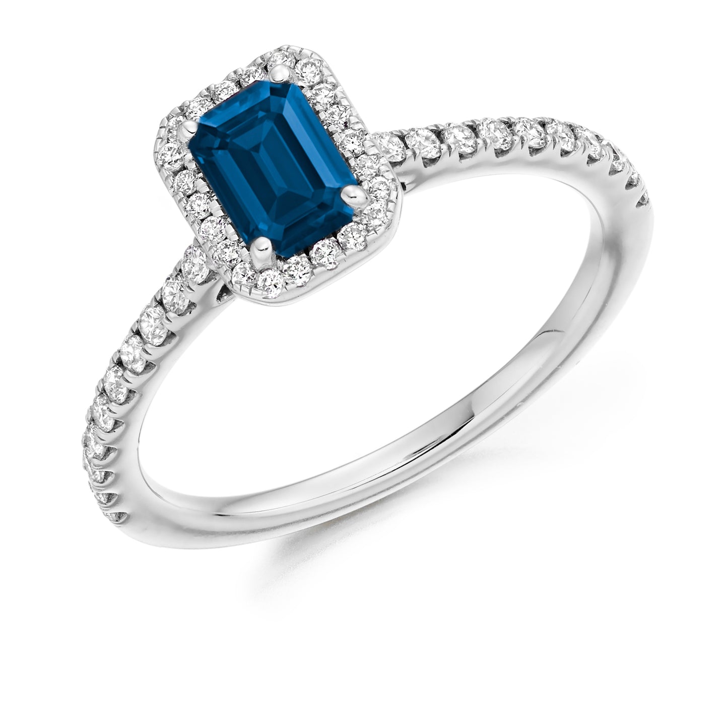 Emerald Cut Sapphire Cluster Ring