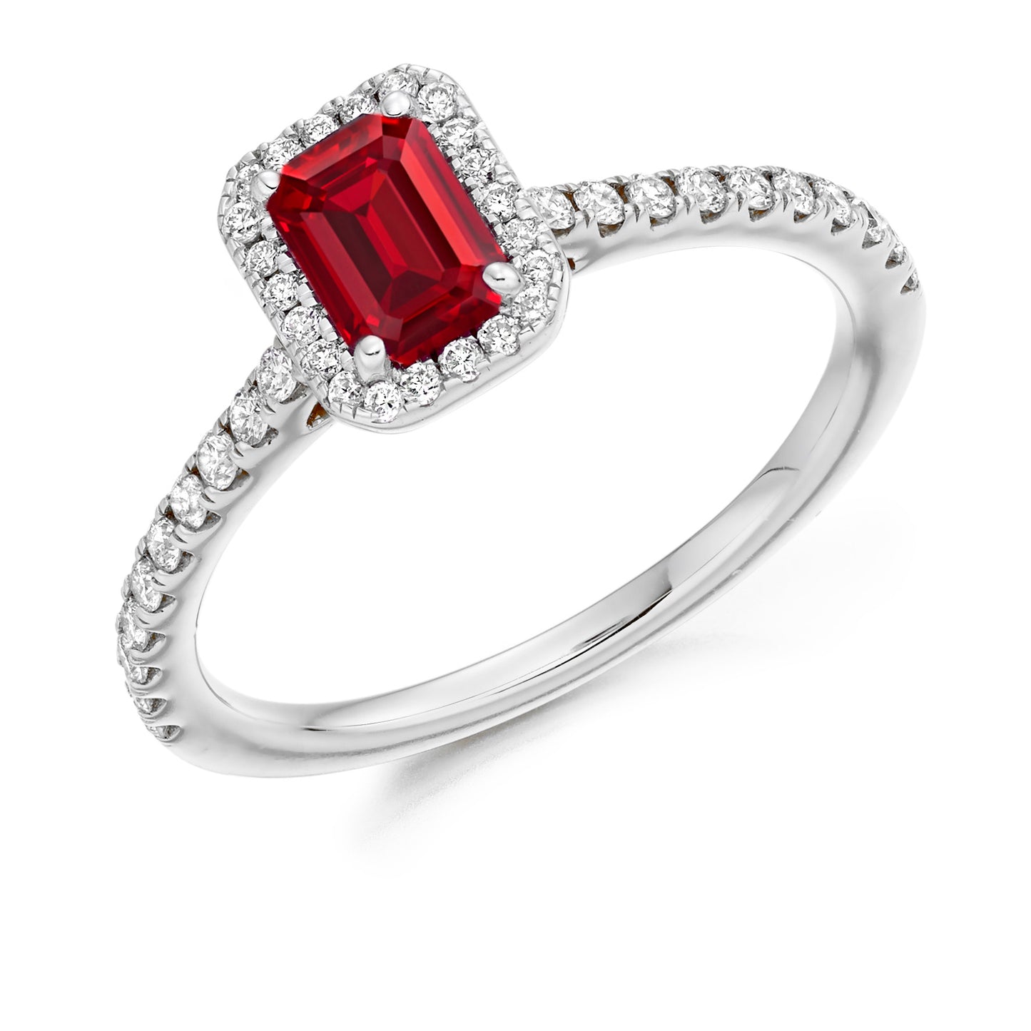 Emerald Cut Ruby Cluster Ring