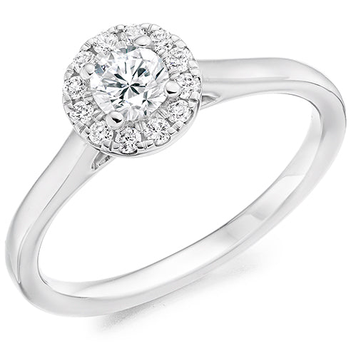 Round Brilliant Halo Solitaire Ring