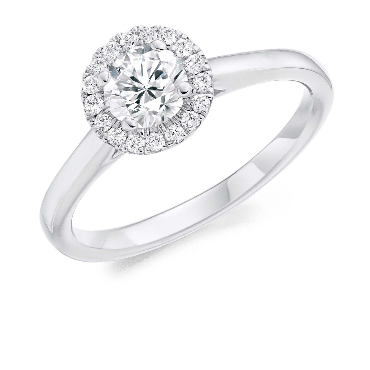 Round Brilliant Halo Solitaire Ring