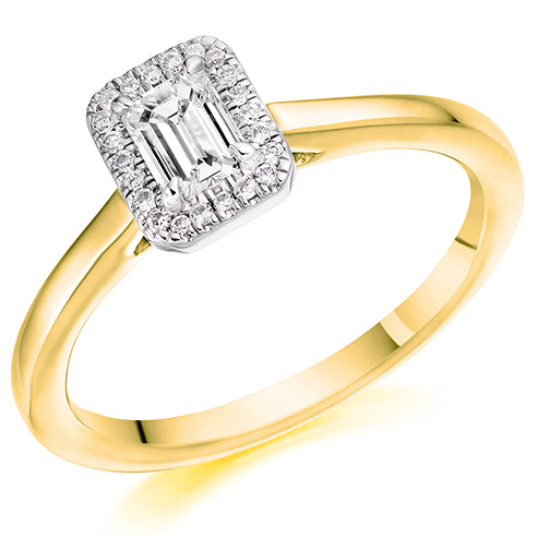 Emerald Cut Halo Solitaire Ring